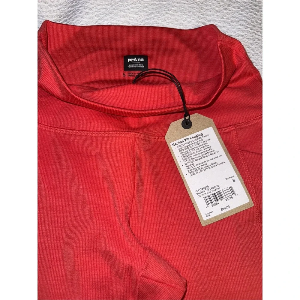 Prana Becksa 7/8 Leggings High Rise Stretch Carmine Red Heather Women's Size S - Picture 3 of 5